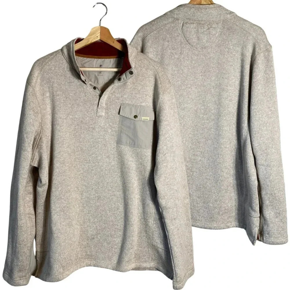 NWOT Woolrich 1/4 Snap Fleece Pullover Sweater Men's XL Cream Long Sleeve Pocket